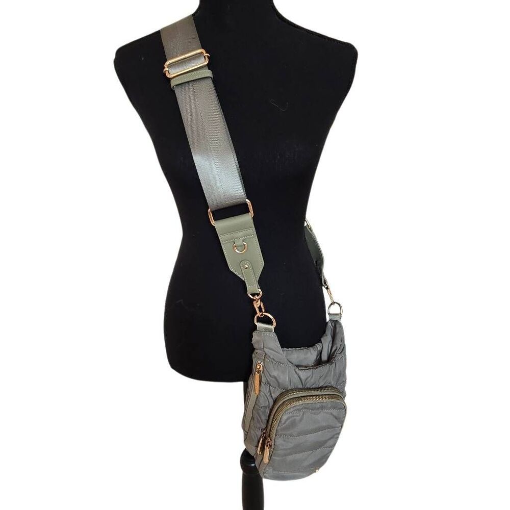WanderFull Womens Quilted Water Bottle Card Slot Hydrobag Crossbody Bag Gray - Picture 2 of 9